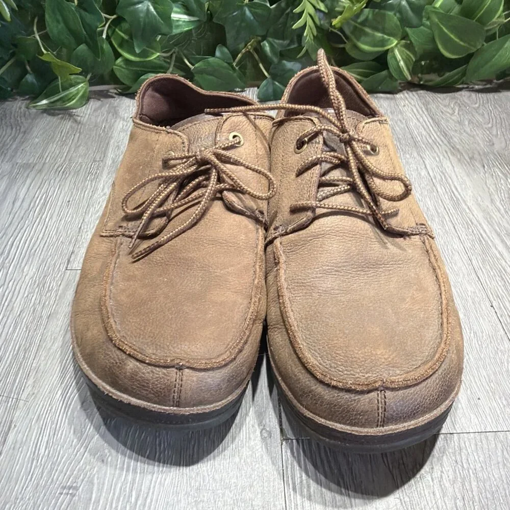 Olukai Men's Hamakua Poko US 13 Brown Leather Lace Up Casual Oxford Shoes